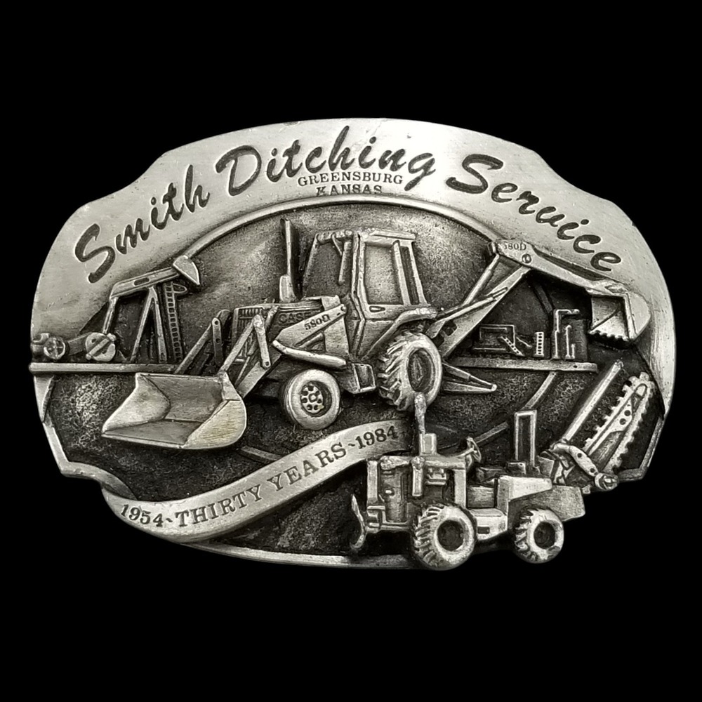 Smith Ditching Service Belt Buckle 1984 Siskiyou Greensburg Kansas - Picture 1 of 9